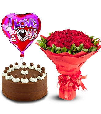 Roses, cake and balloon  SET - ROSE 42008