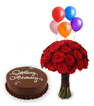 Μπουκέτο με Τριαντάφυλλα, Τούρτα & Μπαλόνια - ΜΠΟΥ 072241