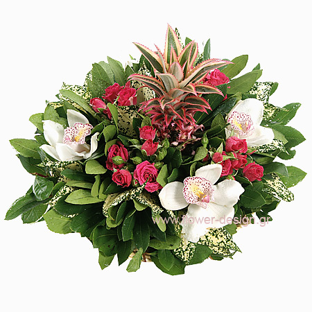 SPECIAL floral arrangement with flowers in a basket- ENG 13009