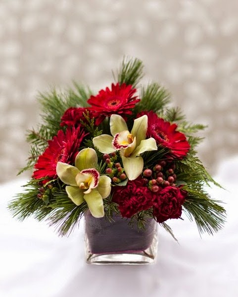 Χριστουγέννων Σύνθεση με Τριαντάφυλλα, Ορχιδέες και Καζαμπλάνκα - XRI 021023