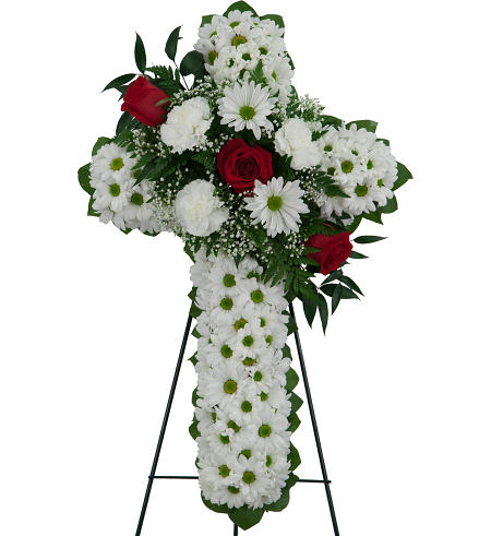 Σταυρός Κηδείας με Χρυσάνθεμα και Τριαντάφυλλα - COND 39058