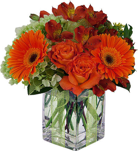 Floral arrangement with mix flowers - GLASS 18005