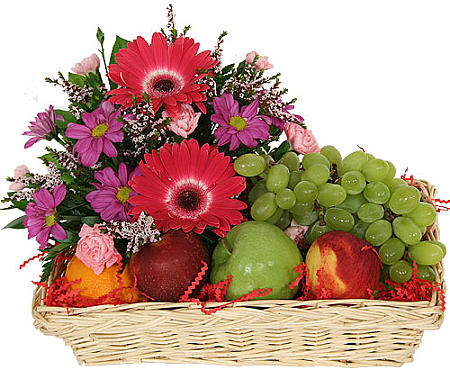 fruit basket and flowers - BEV 40008