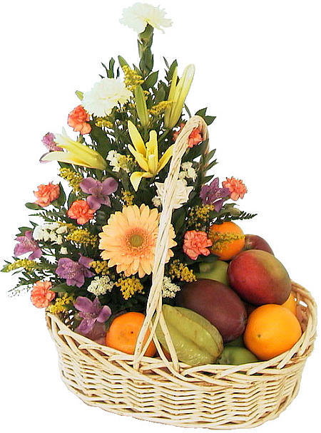 fruit basket and flowers - BEV 40012