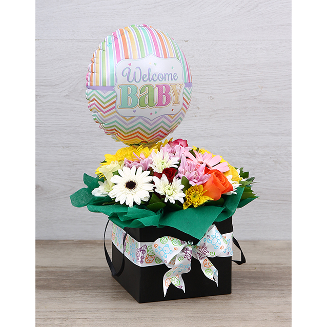 Mix Flowers with Balloon in holder