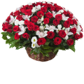 Aνθοσύνθεση με Τριαντάφυλλα, Ορχιδέες σε Καλάθι - ARR 12010