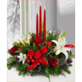 Christmas composition with roses, Casablanca and tropical foliage - ΧΡΙ 021021