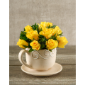 Yellow Roses in holder