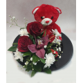 Πιατέλα με αρκουδάκι και λουλούδια