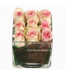 Roses and Tropical Leaves - GLASS 18035