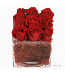 Τριαντάφυλλα και Τροπικά Φυλλώματα - GLASS 18037
