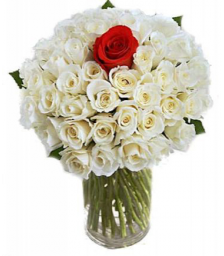 Bouquet of 30 white roses in a vase - ΜΠΟΥ 072244