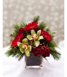 Σύνθεση Χριστουγέννων με Ορχιδέες, Ζέρμπερες και Τριαντάφυλλα - XRI 021025