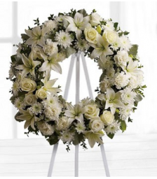 Wreath with roses, lilies and chrysanthemums - COND 39050