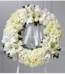 Wreath with roses, lilies and chrysanthemums - COND 39053
