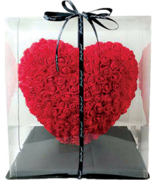 Μεγάλη Κόκκινη Καρδιά από τεχνητά τριαντάφυλλα 30 cm