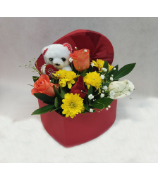 3D heart with teddybear and flowers [CLONE]