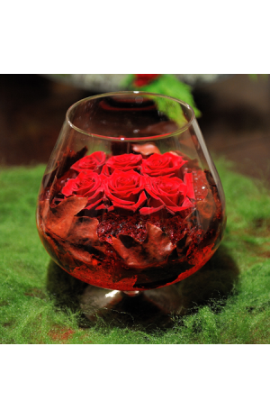red Roses in glass  - GLASS 18007