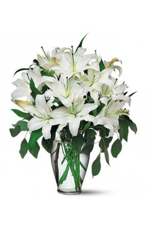 bouquet of white lilies ιn a vase  - ΜΠΟΥ 072245