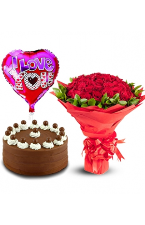 Roses, cake and balloon  SET - ROSE 42008
