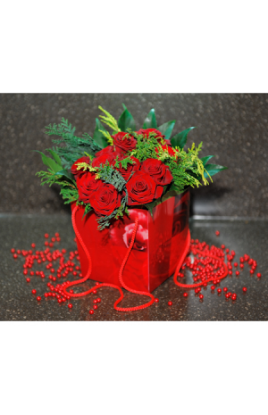 Roses and Tropical Leaves in the box - XMAS 44001
