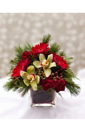 Σύνθεση Χριστουγέννων με Ορχιδέες, Ζέρμπερες και Τριαντάφυλλα - XRI 021025