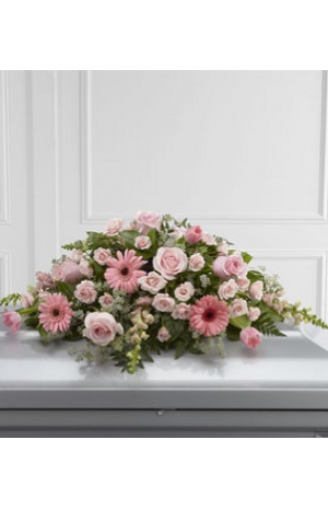 Flower arrangements for condolences with roses and gerberas -COND 39053