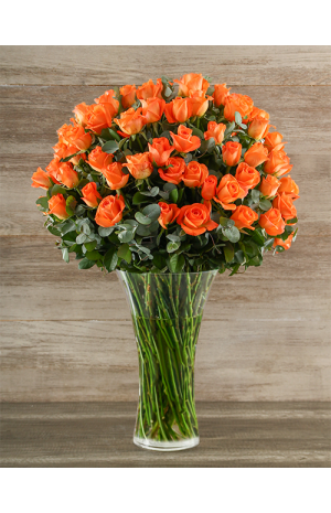Orange Roses in Vase