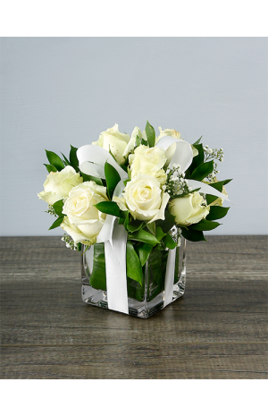White Roses in Glass