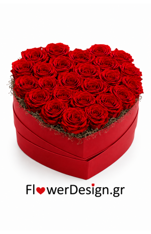 Red Heart Shaped Box With Red Roses