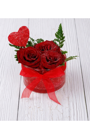 Γυάλινη Βάση με Τριαντάφυλλα