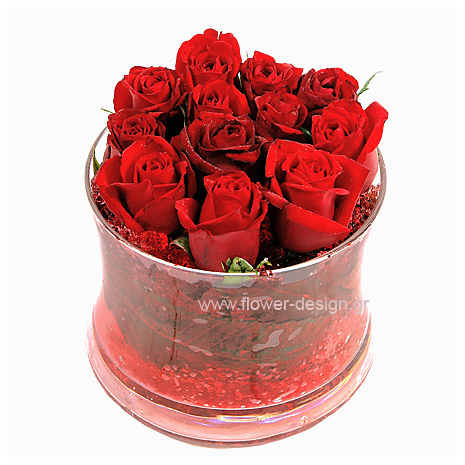 Τριαντάφυλλα και Τροπικά Φυλλώματα - GLASS 18029