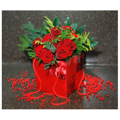 Roses and Tropical Leaves in the box - XMAS 44001