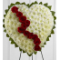 Heart funeral floral arrangement with roses and chrysanthemums - COND 39052
