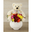 Mix Flowers with Teddybear in holder